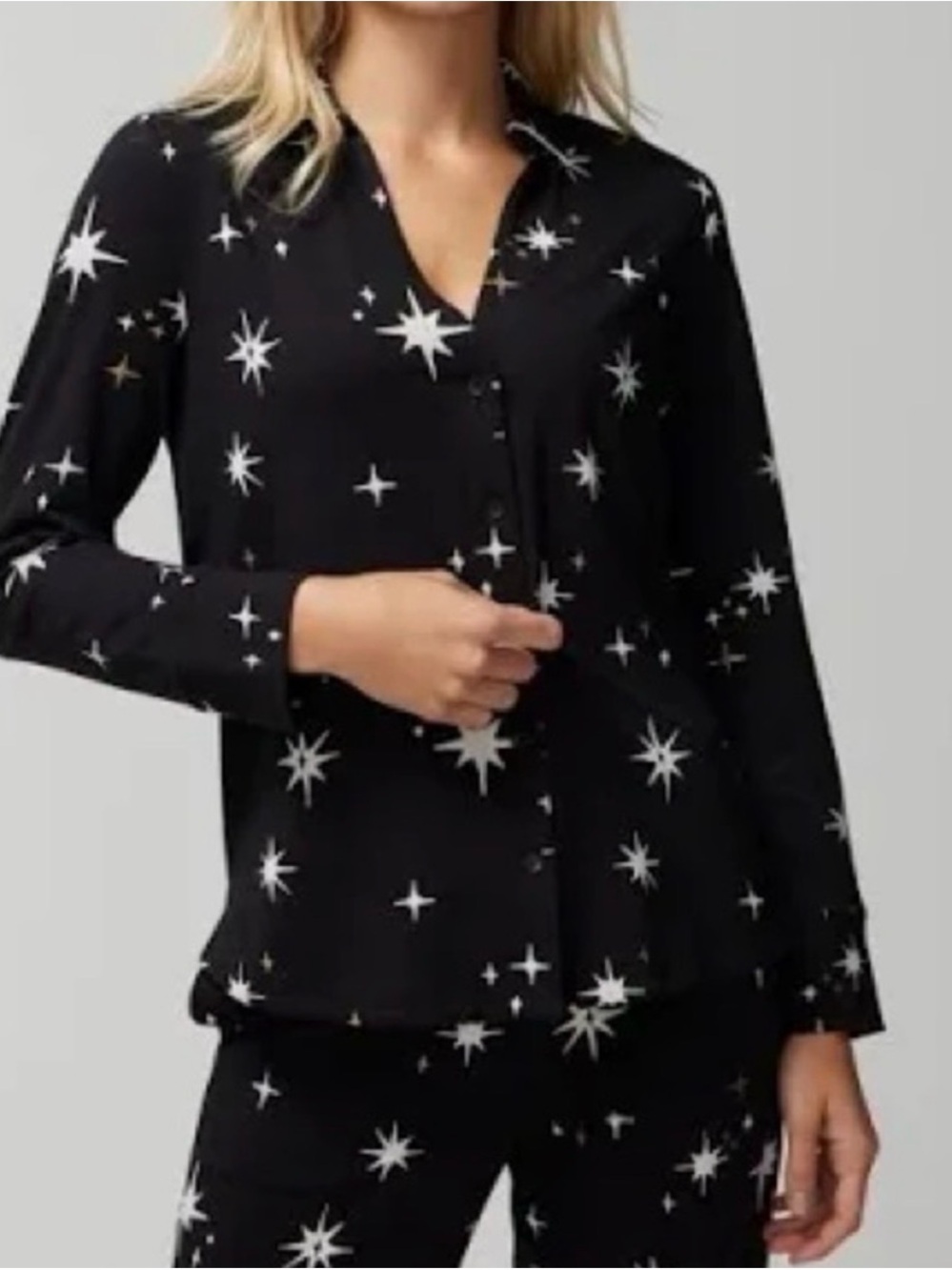 Soma Black and White Star-Print Embraceable Pajama Set XS - Picture 5 of 5